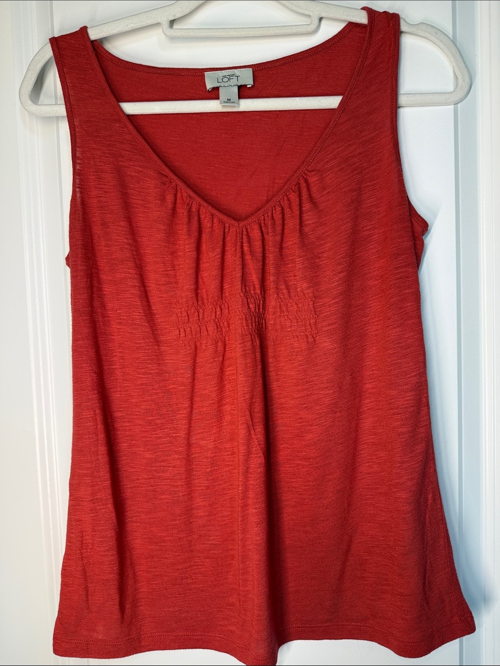 LOFT Coral V-Neck Gathered Front Tank